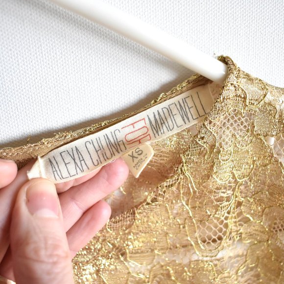 Alexa Chung for Madewell Gold Lace Blouse / Top XS - Picture 2 of 6